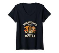 Donna Mushrooms Are Spore-Tacular Funny Fungi Foraging Retro Maglietta con Collo a V