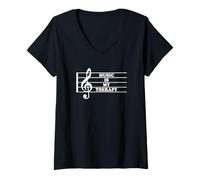 Donna Music Is My Therapy Musicista divertente Maglietta con Collo a V