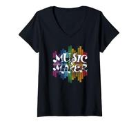 Donna Music Maker Musicista Compositore di Canzoni Maglietta con Collo a V