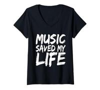 Donna Music Saved My Life Shirt Music Lover Regali Maglietta con Collo a V