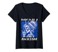 Donna Musica - Born To Be A Rockstar Maglietta con Collo a V