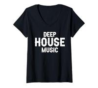 Donna Musica Deep House Maglietta con Collo a V