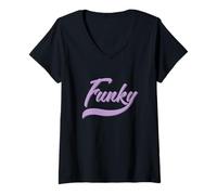 Donna Musica Funky retrò e Danza Maglietta con Collo a V