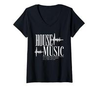 Donna Musica House Funky Deep Soulful Maglietta con Collo a V