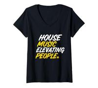 Donna Musica House Funky Soulful Maglietta con Collo a V