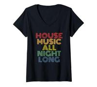Donna Musica house tutta la notte Maglietta con Collo a V