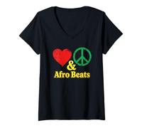 Donna Musica Popolare Africana Dancehall Ritmo Amore Pace Afro Beats Maglietta con Collo a V