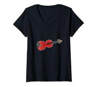 Donna Musica Violino Maglietta con Collo a V