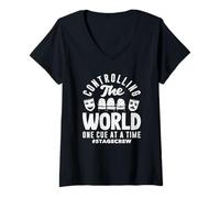 Donna Musicals Lover Controlling The World One Stecca da biliardo Maglietta con Collo a V