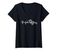 Donna Musicals Lover Heartbeat Teatro Maschere Passione Maglietta con Collo a V