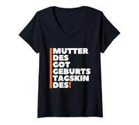 Donna Mutter des Geburtstagskindes - German Mother Birthday Boy Maglietta con Collo a V
