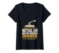Donna Mutuo Aiuto Significa mancante Cena Lineman mutuo Aiuto Lineman Maglietta con Collo a V