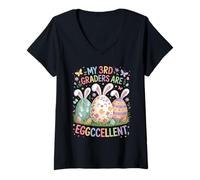 Donna My 3rd Graders Are Eggccellent - Easter Third Grade Teacher Maglietta con Collo a V