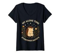 Donna My Alone Time Everyones Safees Hedgehog Quote Maglietta con Collo a V