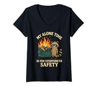 Donna My Alone Time Is for Everyonees Safety Raccoon Maglietta con Collo a V