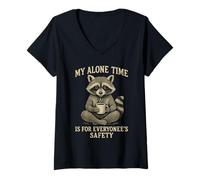 Donna My Alone Time Is for Everyonees Safety Raccoon Maglietta con Collo a V