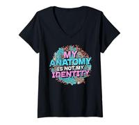 Donna My Anatomy is Not My Identity Transgender Pride Maglietta con Collo a V