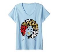 Donna My Ancestors Dreams Afro Ragazza Nera Magia Rosso Nero Donne Maglietta con Collo a V