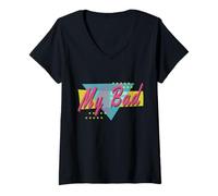 Donna My Bad Design retrò Anni '90 Maglietta con Collo a V