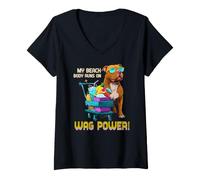 Donna My Beach Body Runs ON Wag Power Maglietta con Collo a V