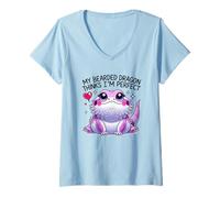 Donna My Bearded Dragon Thinks I'm Perfect Funny Lizard Design Maglietta con Collo a V