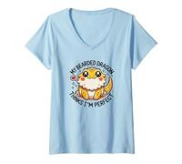 Donna My Bearded Dragon Thinks I'm Perfect Funny Lizard Design Maglietta con Collo a V