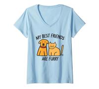 Donna My Best Friends Are Furry Maglietta con Collo a V