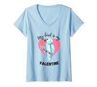 Donna My Bird is My Valentine - Cacatua Bianco Maglietta con Collo a V