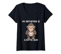 Donna My Birthstone Is A Coffee Bean Maglietta con Collo a V