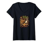 Donna My Blood Type is Coffee Funny Caffeine Lover Design Maglietta con Collo a V