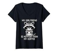 Donna My Blood Type Is Coffee Maglietta con Collo a V