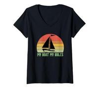 Donna My Boat My Rules Maglietta con Collo a V