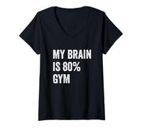 Donna My Brain is 80% Gym Funny Quotes Cute Maglietta con Collo a V