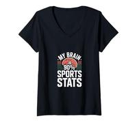 Donna My Brain Is 90% Sports Stats Conoscenza atletica ---- Maglietta con Collo a V