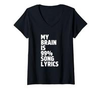 Donna My Brain is 99% Testo Canzone Divertente Amante della Musica Musical Cool Maglietta con Collo a V