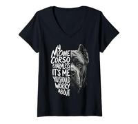 Donna My Cane Corso è innocuo e Divertente Proprietario di Un Cane Maglietta con Collo a V