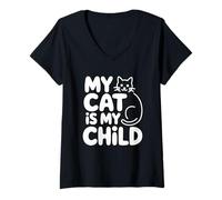 Donna My Cat Is My Child Maglietta con Collo a V