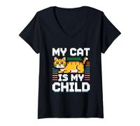 Donna My Cat Is My Child Maglietta con Collo a V