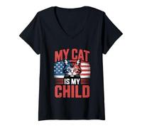 Donna My Cat Is My Child Maglietta con Collo a V