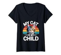 Donna My Cat Is My Child Maglietta con Collo a V