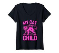 Donna My Cat Is My Child Maglietta con Collo a V