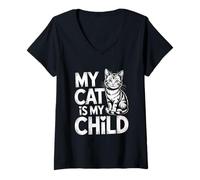 Donna My Cat Is My Child Maglietta con Collo a V