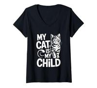 Donna My Cat Is My Child Maglietta con Collo a V