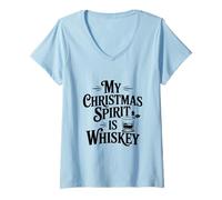 Donna My Christmas Spirit is Whisky Funny Holiday Maglietta con Collo a V