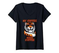 Donna My Coffee Needs Coffee Lover Funny Maglietta con Collo a V