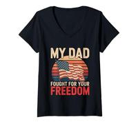 Donna My Dad Fought For Your Freedom Soldato orgoglioso ||- Maglietta con Collo a V