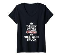 Donna My Daddy Drives Funny Wee Woo Truck dicendo Maglietta con Collo a V