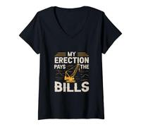 Donna My Erection Pays The Bills for a Construction Truck Driver Maglietta con Collo a V