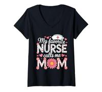 Donna My Favorite Nurse Calls Me Mom Camicia per la festa della mamma Maglietta con Collo a V