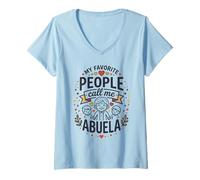 Donna My Favorite People Call Me Abuela Hispanic Grandma Quote Maglietta con Collo a V